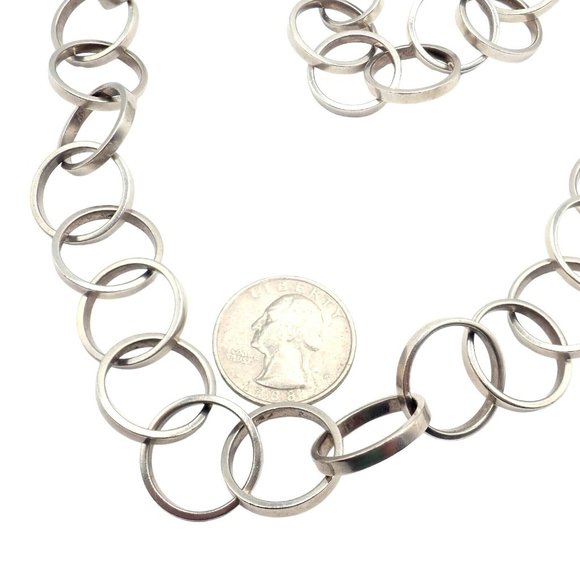 Rare! Tiffany & Co Picasso Sterling Silver Circle Link Long 34" Circle Necklace - Picture 11 of 11